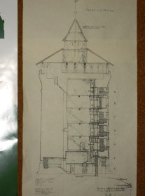 Konstruktionszeichnung eines Rundturms.