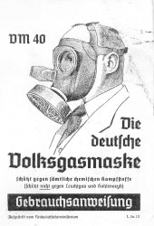 Volksgasmaske 40. Deckblatt der Gebrauchsanweisung.