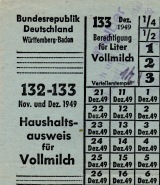 Haushaltsausweis für Vollmilch Nov. und Dez. 1949 (Ausschnitt).