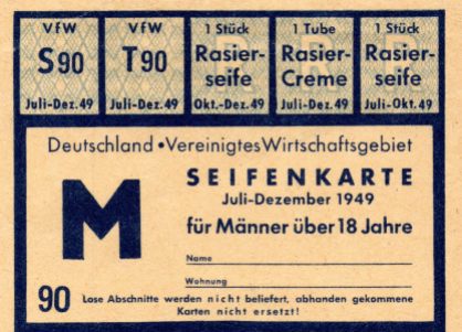 Seifenkarte für Männer 2. Halbjahr 1949 (Ausschnitt).