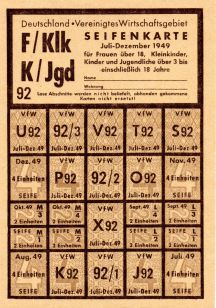 Seifenkarte für Frauen, KLeinkinder, Kinder und Jugendliche 2. Halbjahr 1949