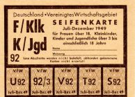 Seifenkarte für Frauen, KLeinkinder, Kinder und Jugendliche 2. Halbjahr 1949 (Ausschnitt).
