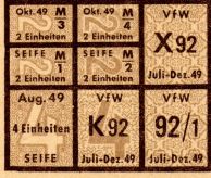 Seifenkarte für Frauen, KLeinkinder, Kinder und Jugendliche 2. Halbjahr 1949 (Ausschnitt).