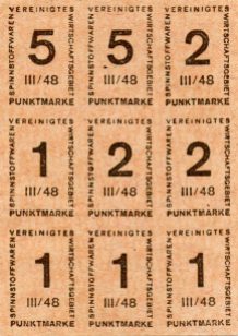 Punktmarken für Spinnstoffwaren, März 1948.
